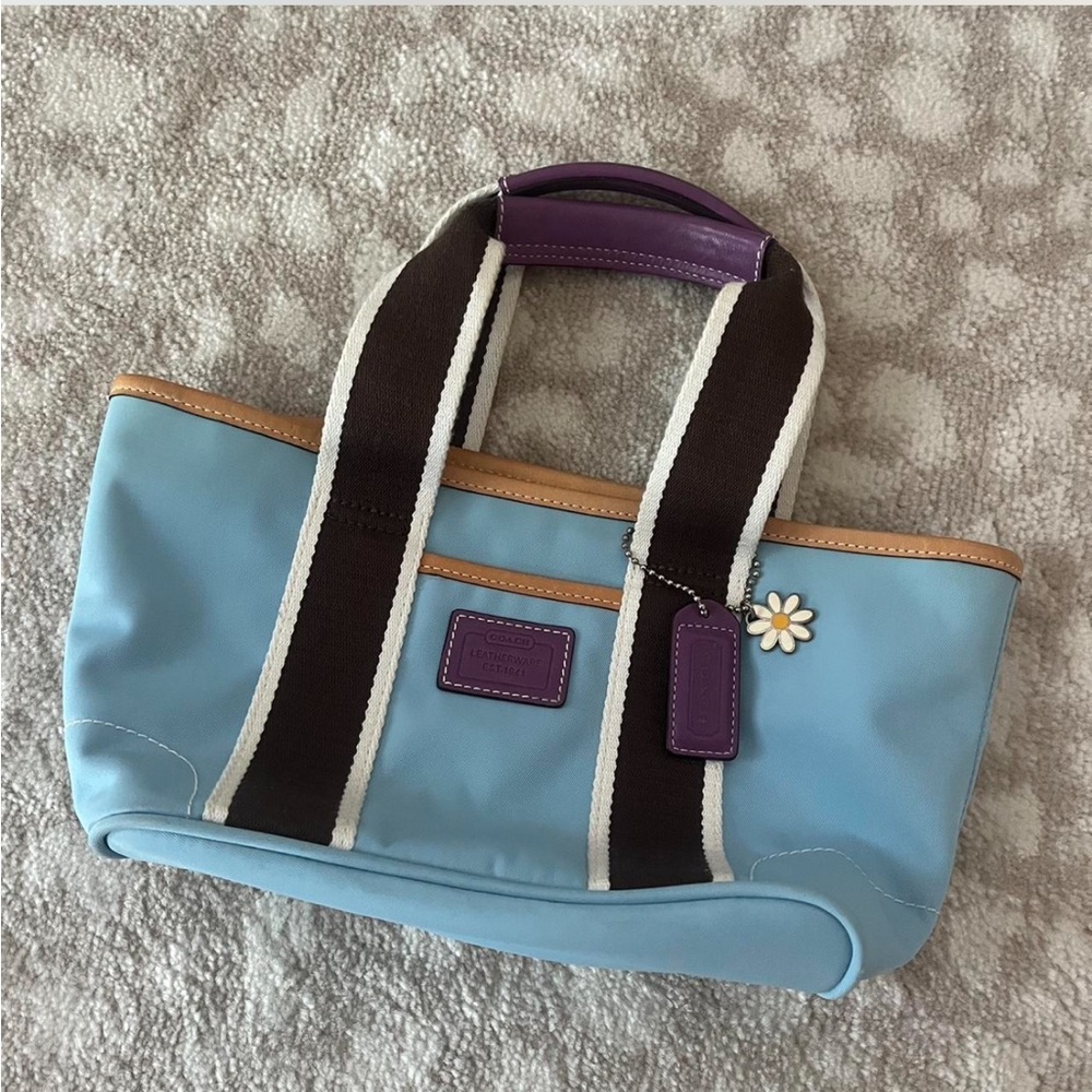 Baby blue mini coach tote 🩵
